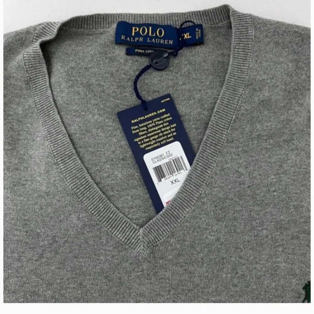 Polo Ralph Lauren Men’s Pima Cotton V- Neck Dark Gray Sweater size XXL